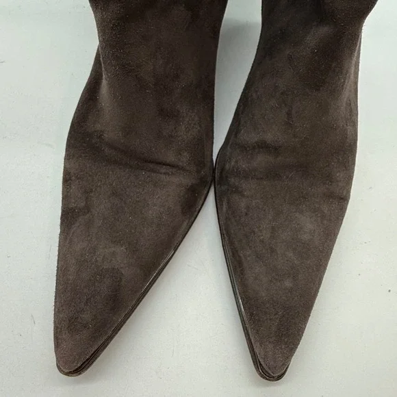 GUCCI Suede Knee High Boots Kitten Heel Pointed Toe Brown Women's Size 7.5 w box - Picture 14 of 16
